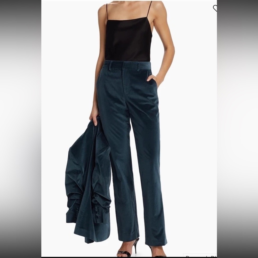 Cinq a Sept Kerry Chenille Velvet Pant Women’s 4 Peacock Blue $345 K